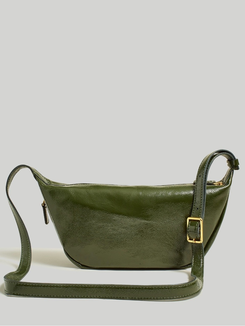 Madewell Olive Green Leather Crossbody with Gold Hardware